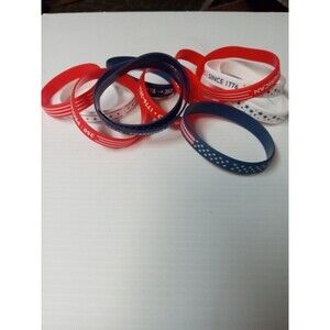 12 Pack American Flag Bracelets Red White Blue Silicone Rubber Wristband